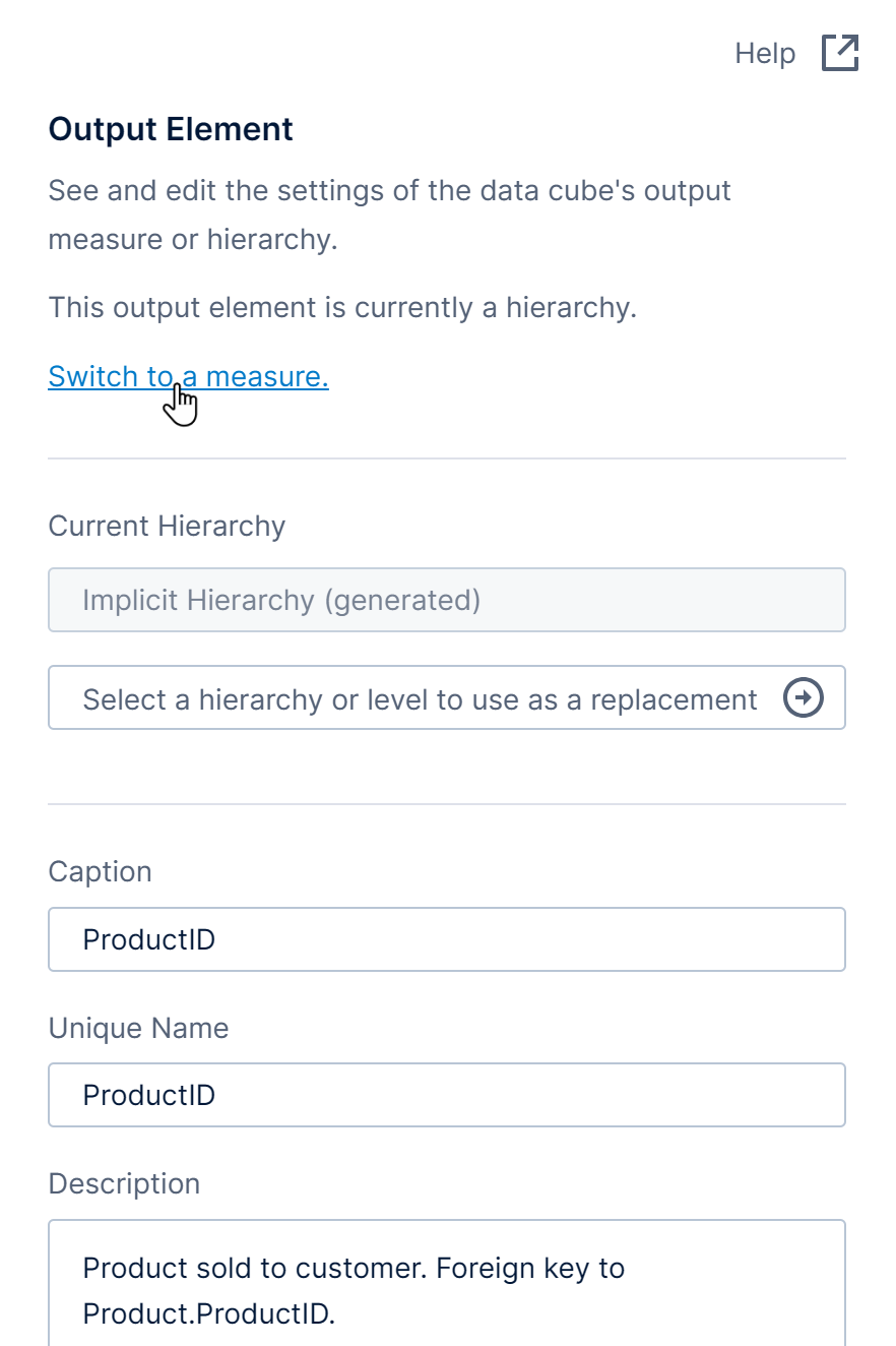 Switch between a measure and a hierarchy