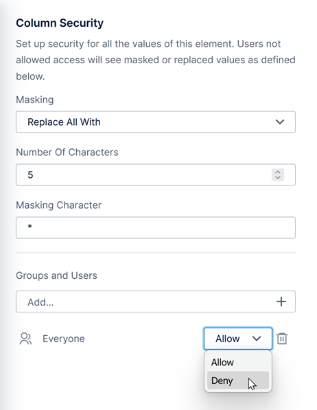 Column security Dialog