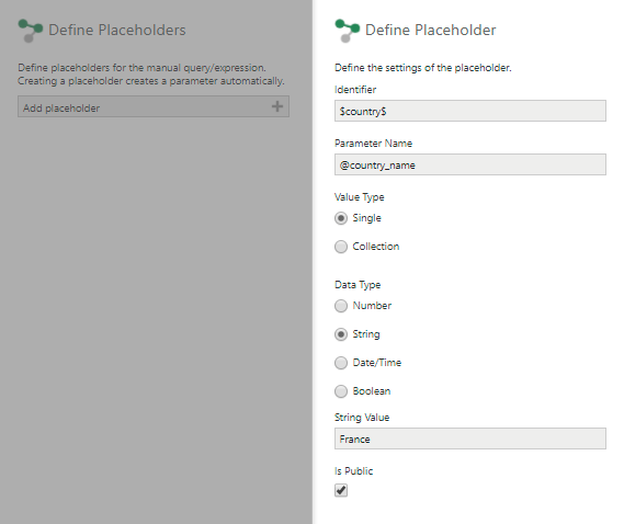 Define Placeholder dialog