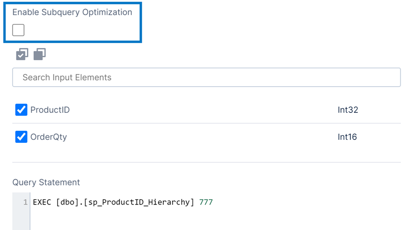 Manual select using a stored procedure