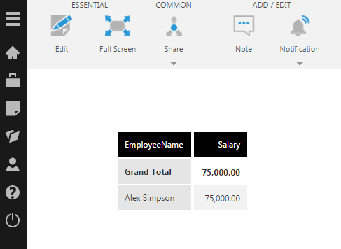 Table shows data filtered according to current user's display name