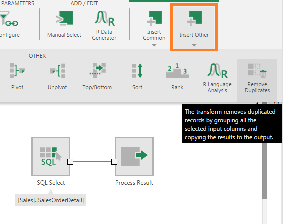 Select connection link and insert the transform