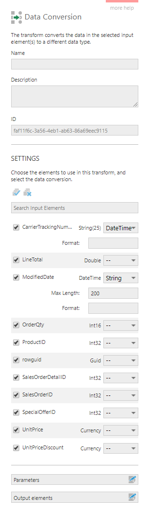 Data Conversion configuration