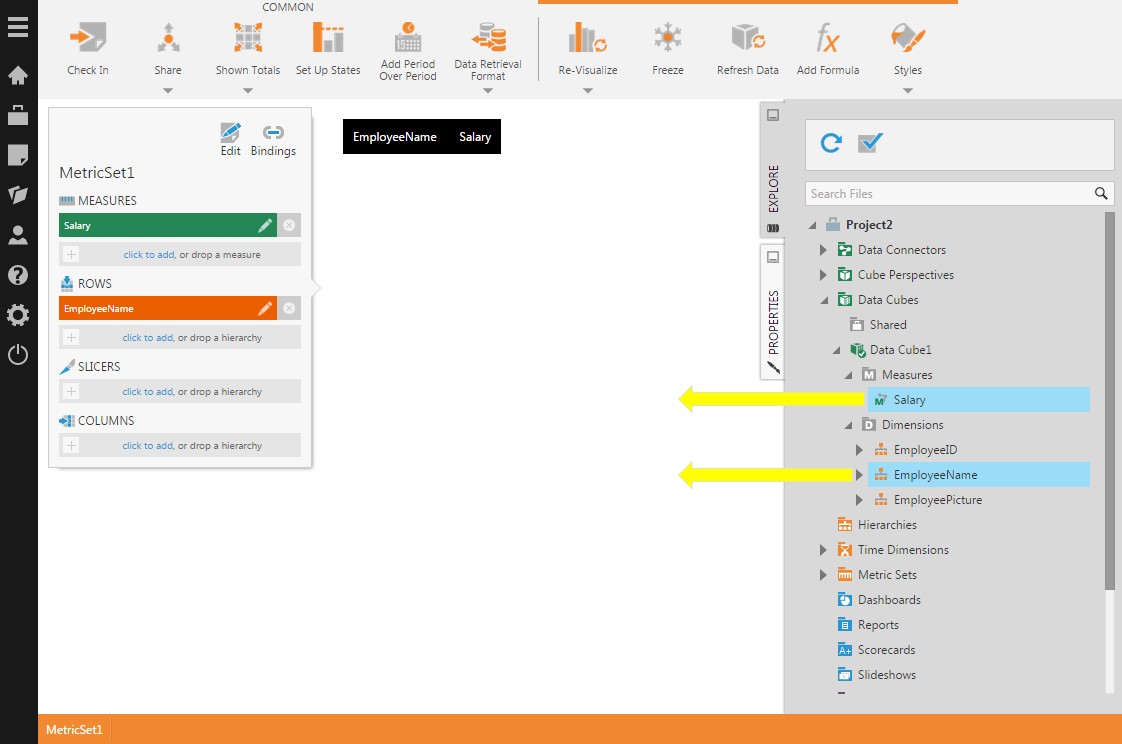 Create a new metric set 