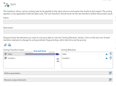 Drag and drop sorting elements