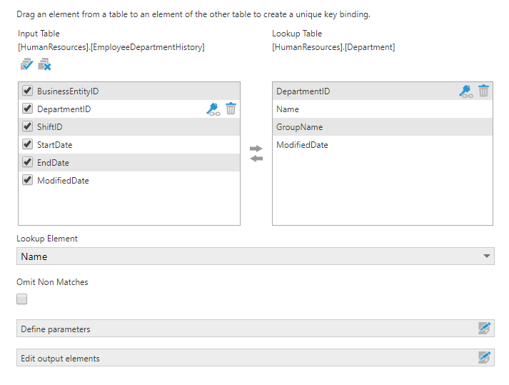 Lookup configuration dialog 