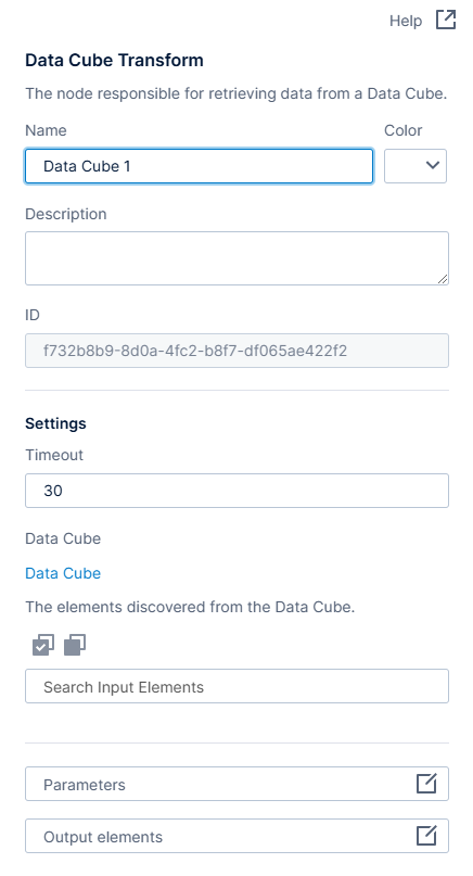 Data cube transform dialogue
