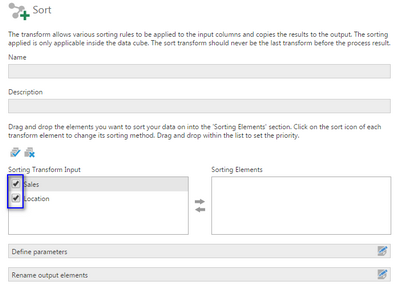 Check/uncheck elements to output