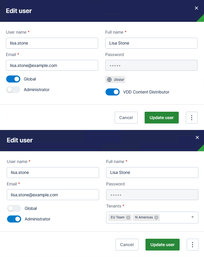 update users here, global or tenant users