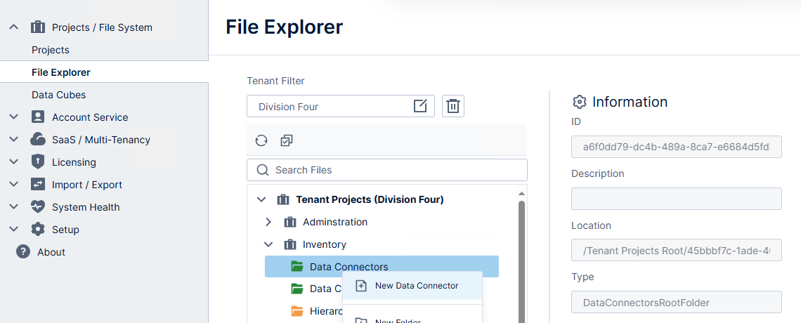 Create a new data connector in File Explorer