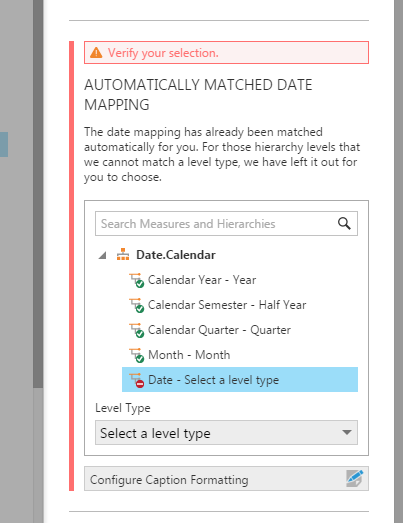 OLAP Date level needs to be matched manually