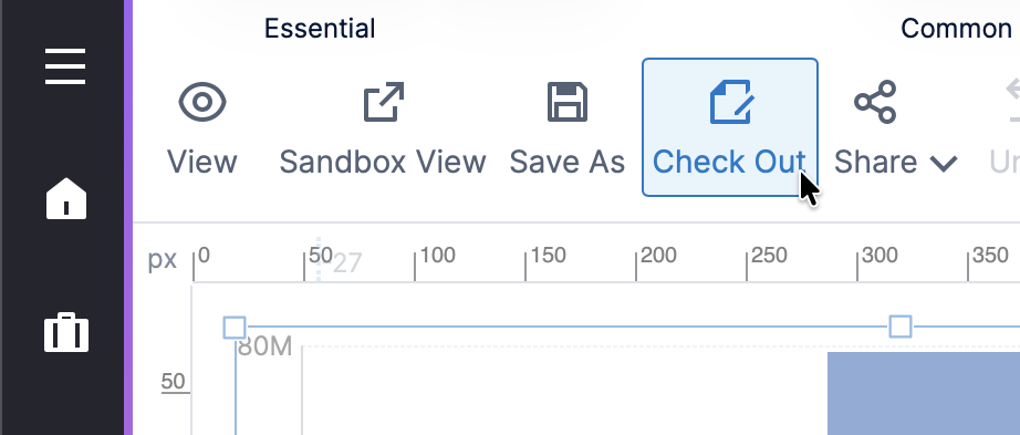 Check out from the toolbar