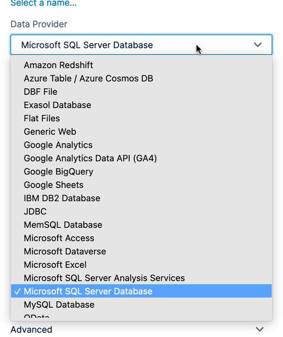 Data provider choices