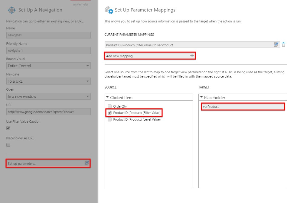 Set up the parameter mapping