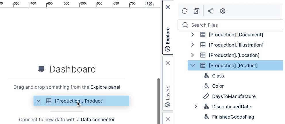 Drag database table to canvas