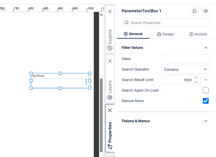 Add a Textbox with Manual Items to the dashboard