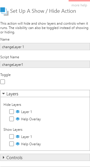 Set up the show / hide action