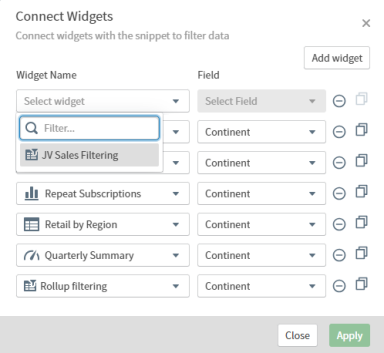 Link multiple filters to refine your data by multiple values