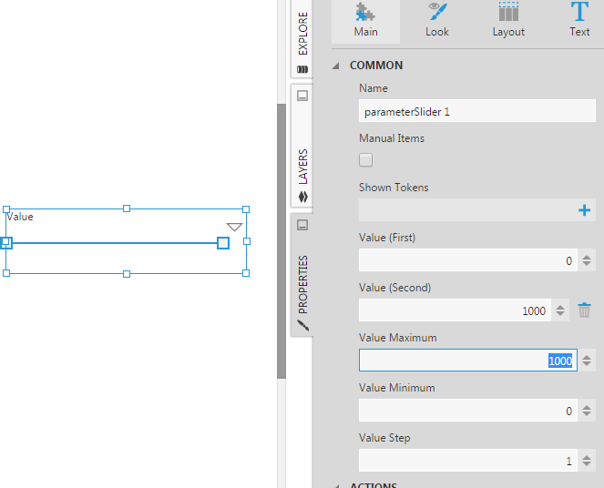 Slider filter properties