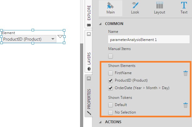 Select the elements to appear in the filter