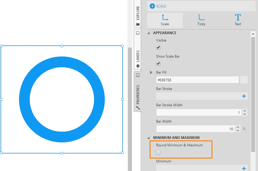 Round Minimum & Maximum property for a pie gauge