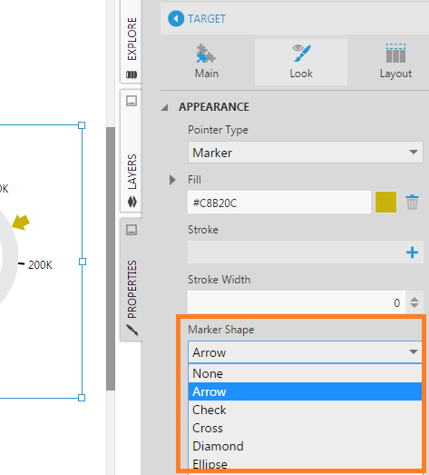 Marker Shape property for a pointer