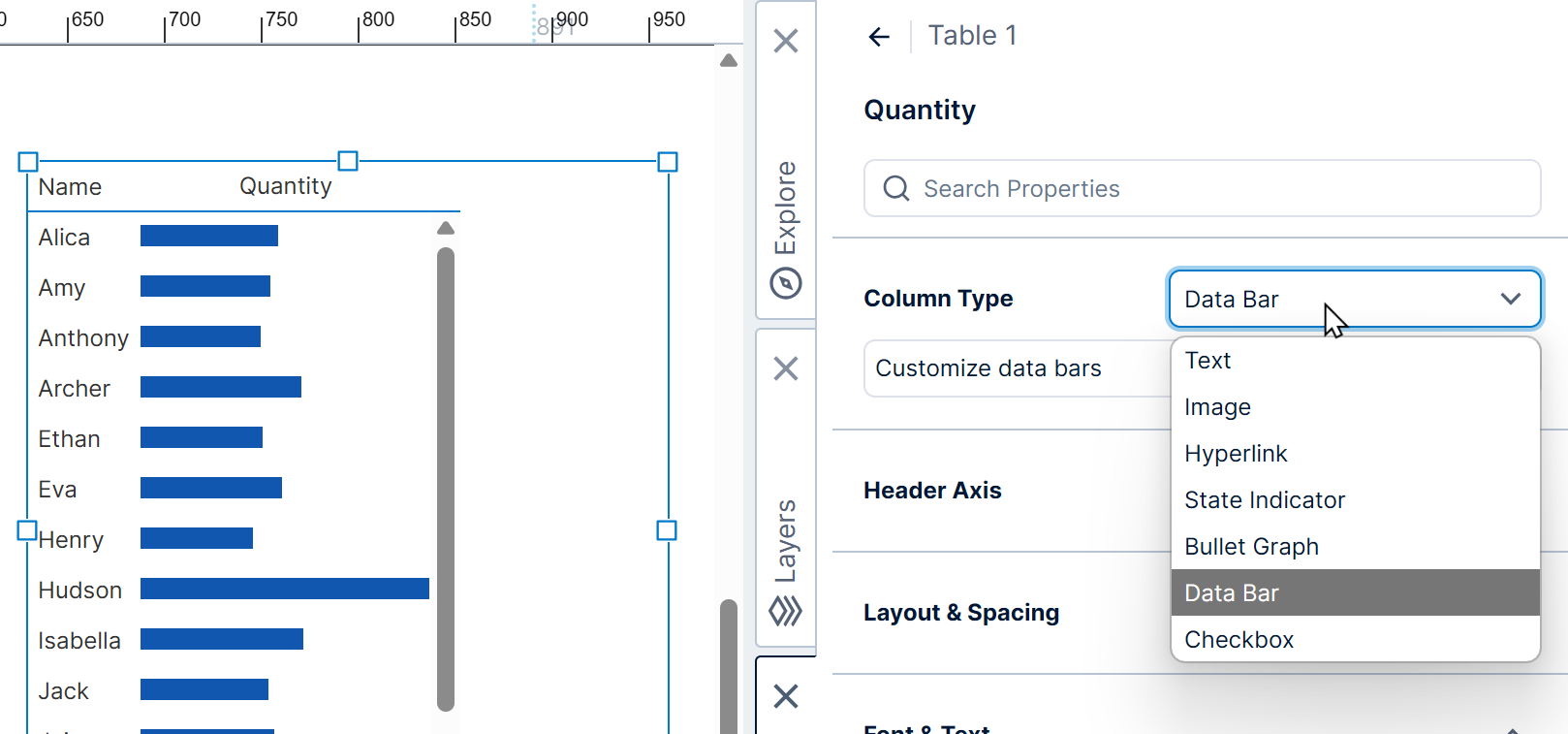 Change the column type to Data Bar