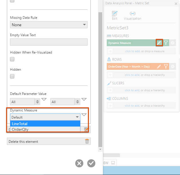Change the default dynamic measure
