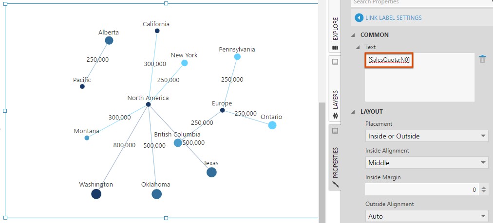 Customizing link label properties