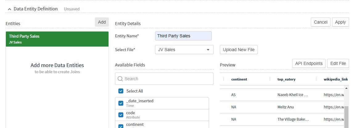 edit and manage data provided from a file