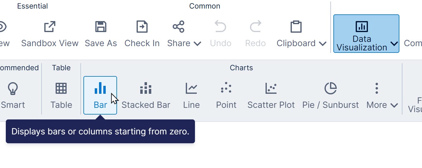 Select a chart type from the toolbar
