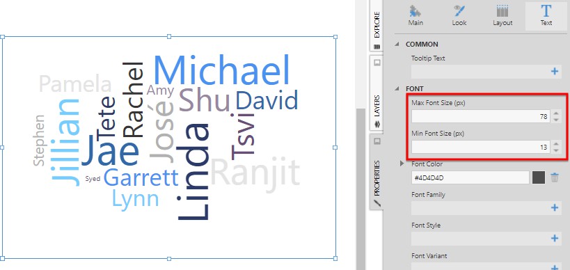 Adjust the font sizes