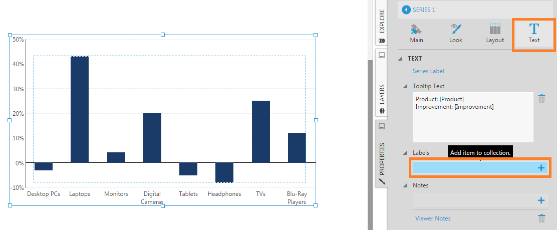Text properties for chart series