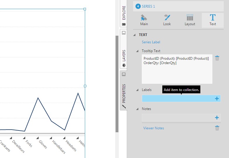 Text proper ties for chart series