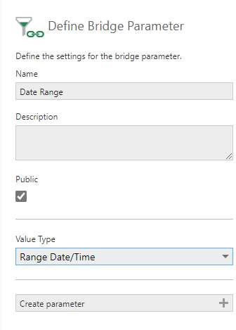 Define Bridge Parameter dialog