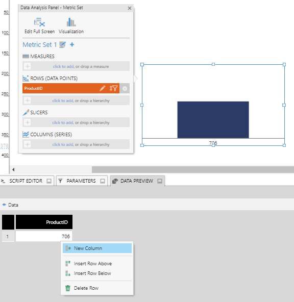 Insert rows and create columns using the context menu