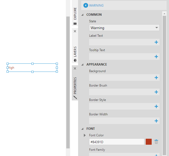 State style proper ties for a data label 