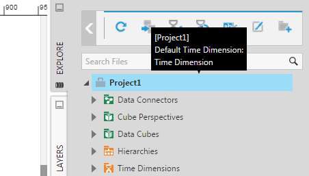 Tooltip shows the default time dimension for this project