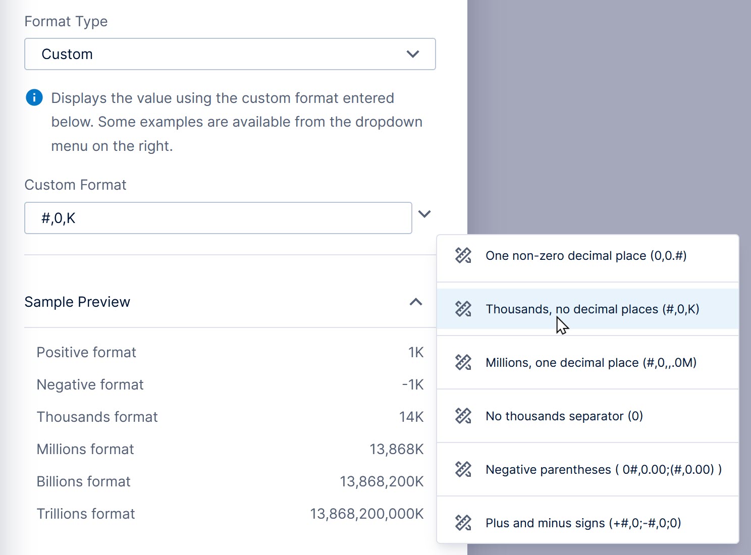 Enter a custom format