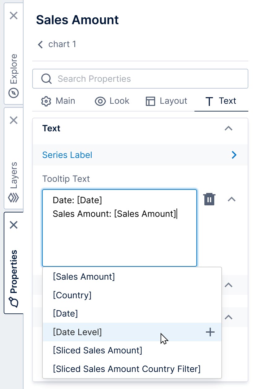 Customizing the tooltip text for a series of chart data Points