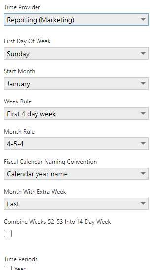 Reporting calendar options