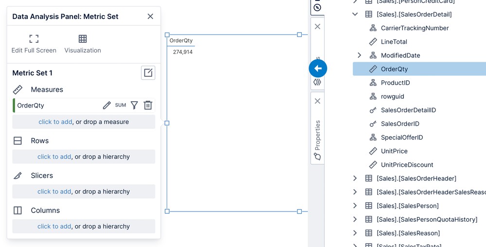Drag  measure to canvas