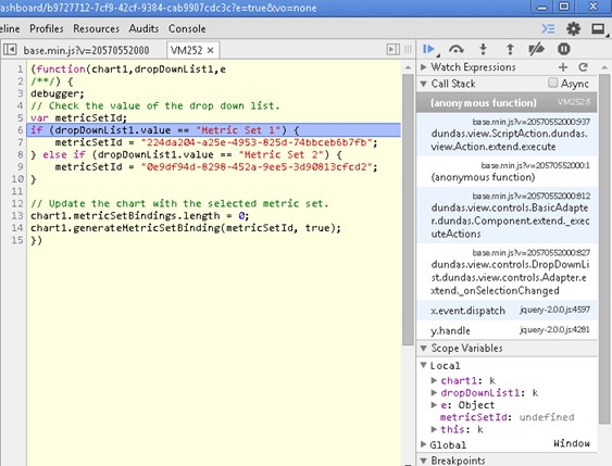 Debugging script using Chrome