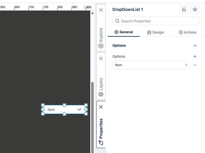 Drop down list properties