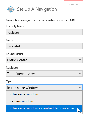 Navigating within the embedded container