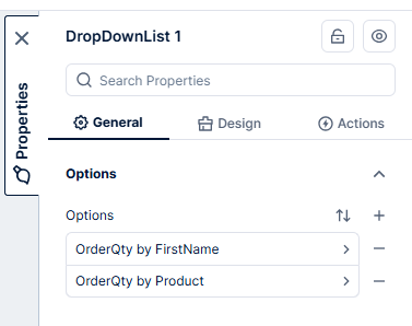 Drop down list with two items