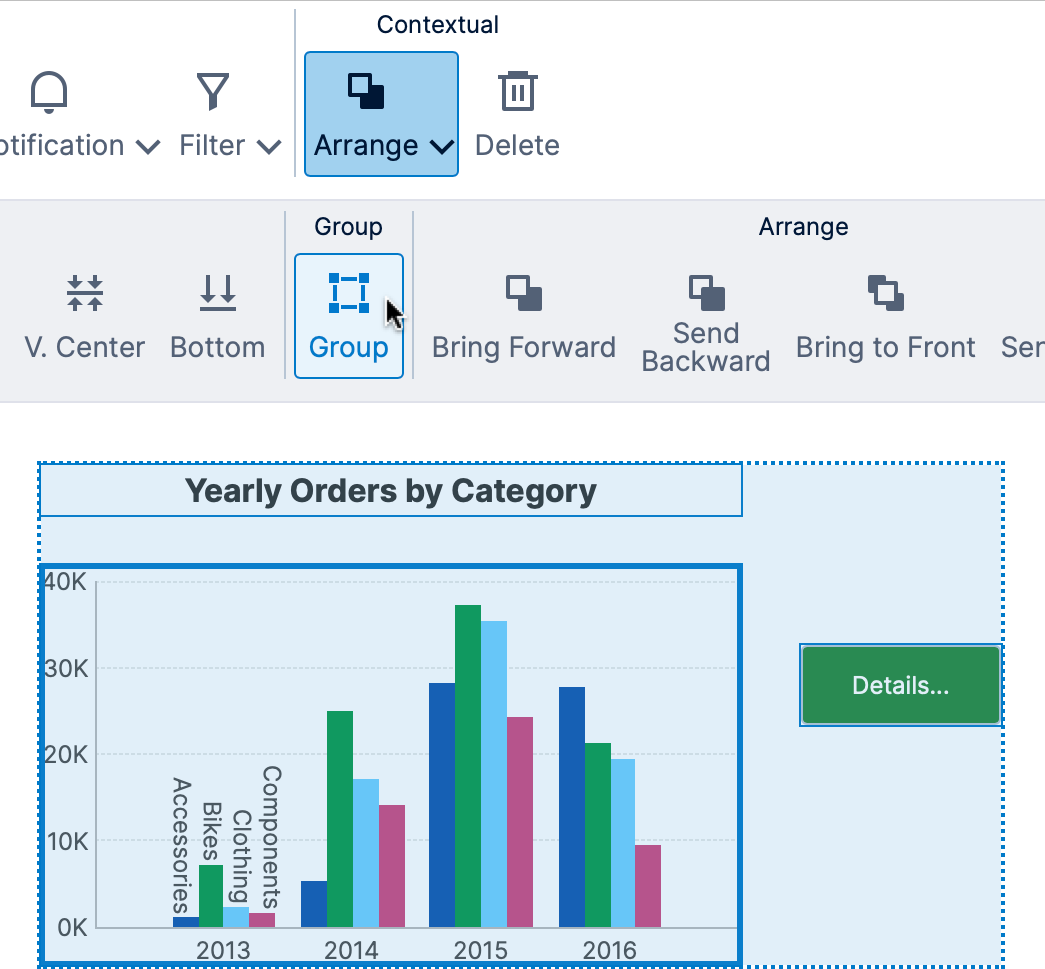 Grouping selected elements