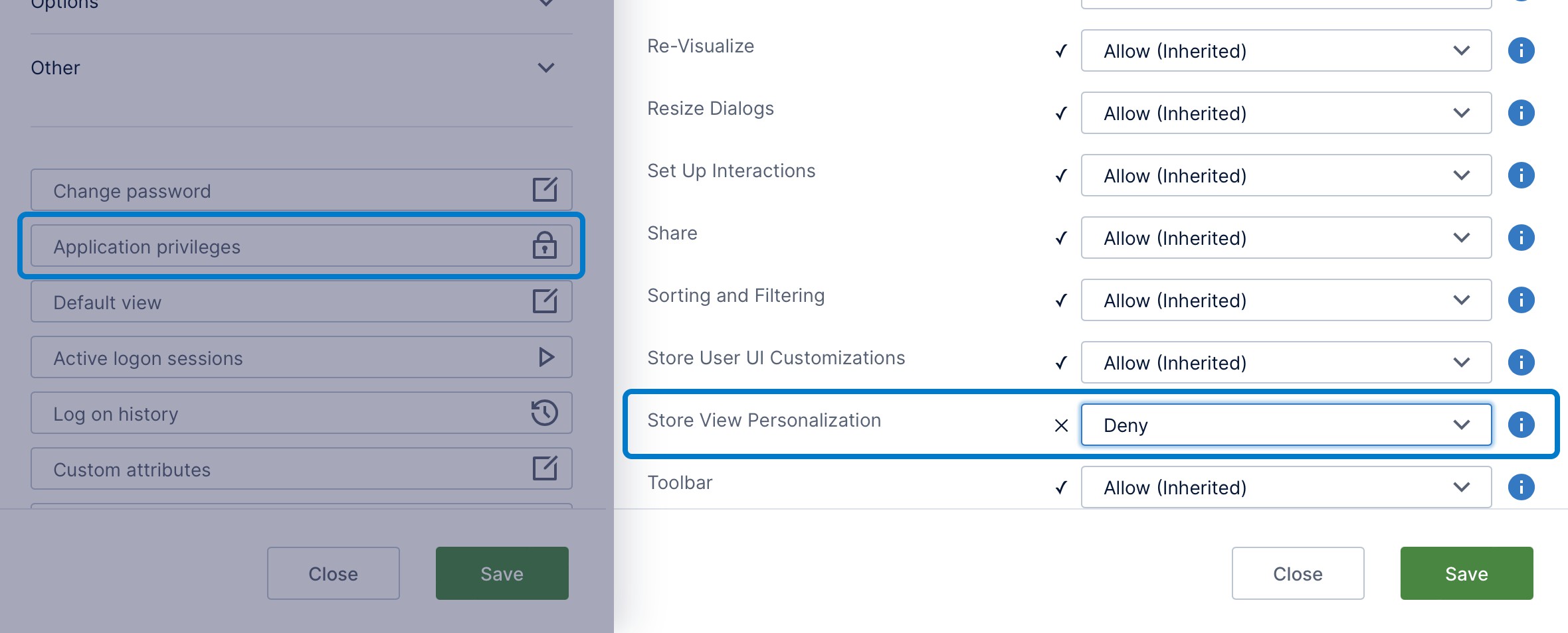 Denying the personalization application privilege