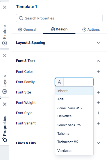 Default font settings