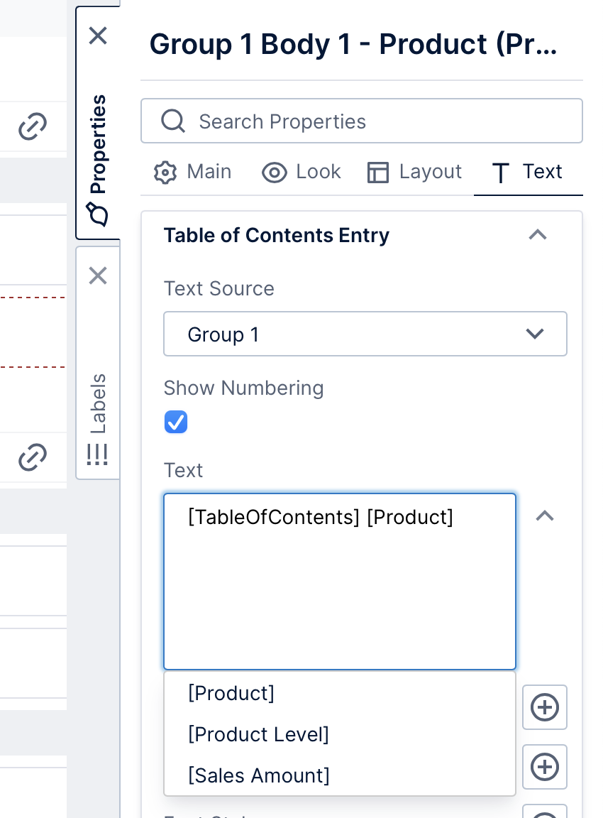 Set up numberd product entries example